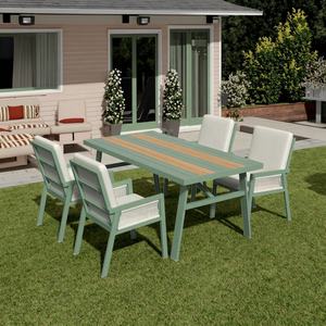 AJUNION高級北欧ガーデンレストラン家具アルミ熱転送ダイニングテーブルポリラタンアームレスト屋外ダイニングセット - Product Image 4