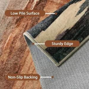 Tapis d'intérieur abstraits modernes lavables 8x10 antidérapants doux pour salon grande taille chambre à coucher décoration intérieure brun <span class=keywords><strong>ocre</strong></span> - Product Image 5
