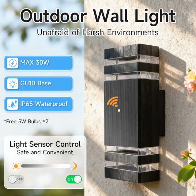 Light Sensor Control 5W Square Wall Lamp GU10 Light Sense Villa Entrance Decorative Garden Wall Light/Gate Lights/Wall Lighting