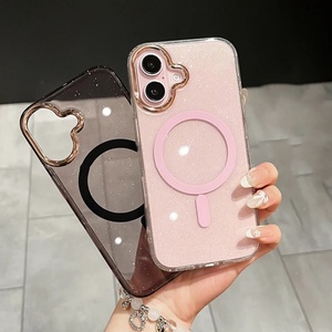 เคสโทรศัพท์แบบไร้สายเคลือบหรูหรา ประดับกลิตเตอร์ สำหรับ iPhone 12 13 14 15 16 17 Pro Max Plus  แบบแม่เหล็ก  ใส  วิบวับ  แข็งแรง - Product Image 6