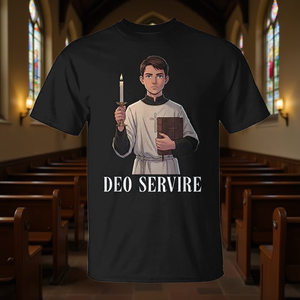 Camiseta Tradicional con Diseño Deo Servire para Sacerdotes de la Misa Latina (Casulla y Sotana) - Product Image 3