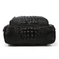 Sac à dos en cuir véritable style coréen à grain crocodile, unisexe, pliable, léger, multifonctionnel, sac d'école pour étudiants