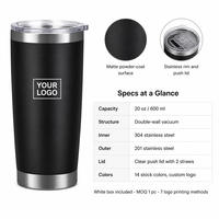 Gobelet de voyage isotherme en acier inoxydable 304 de 20 oz à double paroi avec paille et couvercle rabattable, personnalisable avec logo, vente en gros