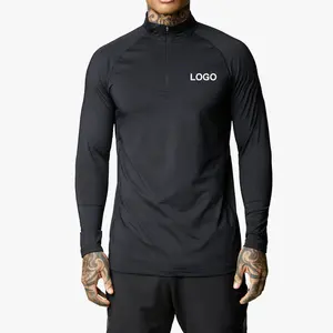 La migliore vendita di colore con Logo personalizzato, Pullover da allenamento, abbigliamento da palestra, giacca leggera 1/4 con Zip da uomo