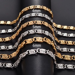 Collier en acier inoxydable chic 4/5/6 mm, maillons embossés, chaîne de cou style trombone pour femmes et hommes, couleur or, collier ras du cou, bijoux en métal - Product Image 2