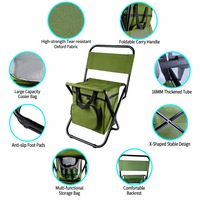Chaise de pêche pliante d'extérieur moderne en acier et fer avec dossier, sac isotherme et tissu Oxford, design portable pour le jardin