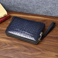 Logo Kustom Terlaris Berkualitas Tinggi Dompet Mewah Anti Maling Motif Kulit Buaya Resleting Besar Dompet Wanita Pria Clutch