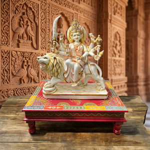 Estatua de Durga Maa de Resina Hecha a Mano |   Ídolo Decorativo de la Diosa Hindú Durga para el Hogar, Templo, Pooja, Regalo, Diseño Tradicional para Mesa - Product Image 2