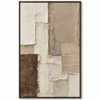 Peinture sur toile abstraite texturée 3D verticale beige-brun, texture architecturale, pour la décoration de couloirs d'hôtels, villas et bureaux