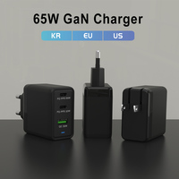 3 Usb Type-c PD Haute Vitesse USB-C Rapide 65W GAN Chargeur Chargeur de Voyage Chargeurs Multifonctions pour Téléphone Mobile Ordinateur Portable Tablettes