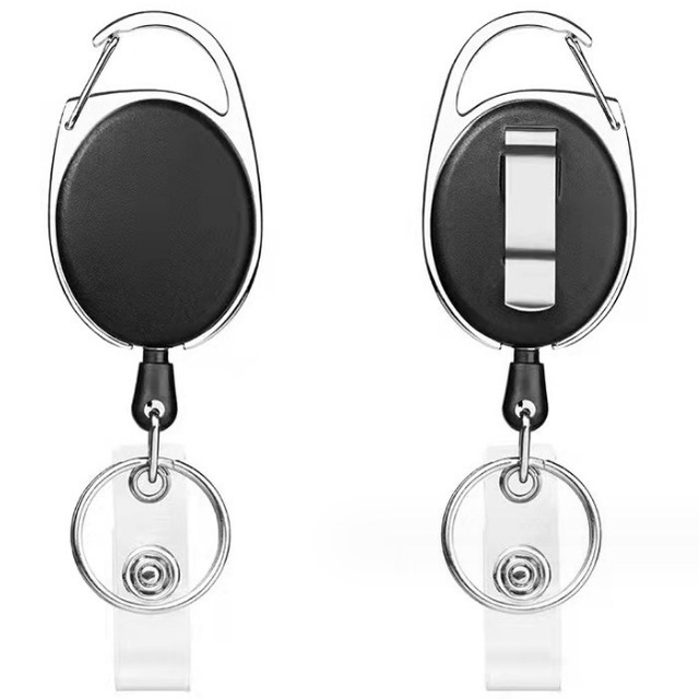 Heavy Duty Retractable Badge Holder Reel Metal ID Badge Holder with Belt Clip Key Ring for Name Card Keychain