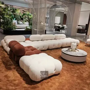 Italienische klassische modulare Couch Sofa Set moderne Leder Schnitt getuftet Hotel Wohnzimmer minimalist ische Sofas mit Ottomane