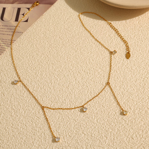 สร้อยคอทองคำประดับเพชรเซอร์โคเนียมสีขาว สำหรับใส่ทุกวัน XL323 - Product Image 3