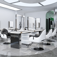 Table de coiffeur moderne avec miroir intégré, armoire en acier inoxydable, station de permanente et de coloration