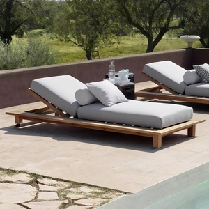 Chaise longue <span class=keywords><strong>de</strong></span> jardin en teck pour les pauses déjeuner, chaise longue <span class=keywords><strong>de</strong></span> piscine d'hôtel, chaise <span class=keywords><strong>de</strong></span> plage en bois massif <span class=keywords><strong>de</strong></span> loisirs - Product Image 1