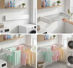 <b>Wall</b> <b>Mounted</b> Foldable <b>Clothes</b> Drying Rack Retractable Laundry Hanger Balcony <b>Clothes</b> <b>Airer</b> - Product Image 4