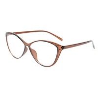 QUEJOEY Nuevas gafas ópticas con montura de ojo de gato para mujer, montura marrón, estilo coreano, gafas con bloqueo de luz azul, ultraligeras