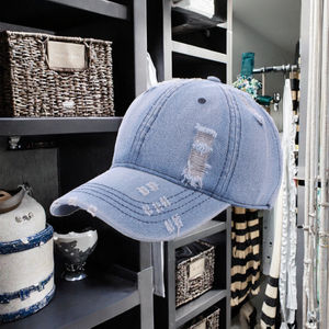 Casquette de baseball en jean délavé vintage personnalisée avec logo brodé, style « Dad Hat » vieilli, pour activités de plein air, avec visière incurvée, idéale pour le golf - Product Image 3