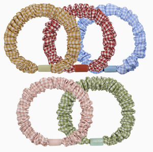 Chouchous à tête <span class=keywords><strong>plate</strong></span> imprimé à carreaux petit intestin bandeau pour cheveux fait à la main bandeau pour cheveux doux étiquette personnalisée emballage - Product Image 1