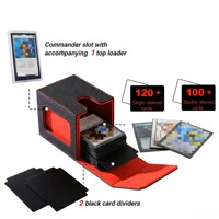 Boîte de rangement pour cartes TCG en cuir PU avec fermeture magnétique et 2 séparateurs, capacité de 100 cartes à double protège-coque pour le rangement et la présentation de cartes MTG