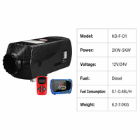 Chauffage au diesel 5KW 12V 24V avec application Bluetooth et télécommande LCD, pompe à huile silencieuse, chauffage de stationnement pour camion, camping-car, caravane, bateau
