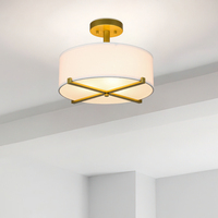 Abat-jour en tissu pour tambour Plafonnier en fer semi-encastré Plafonniers pour la décoration intérieure