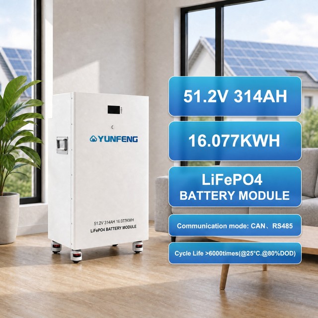 High Capacity 314Ah 51.2V 16kWh LiFePO4 Floor Mounted Energy Storage Battery with Smart BMS APP Monitoring for Solar Home Backup