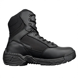 Bottes tactiques en cuir noir TSB602 imperméables à tige haute et lacets pour le travail, la randonnée et l'entraînement en extérieur – Vente en gros, MOQ - Product Image 1