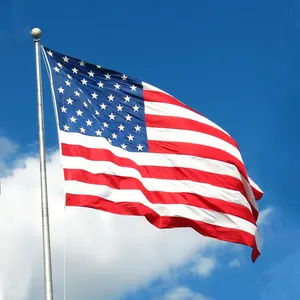 배너 장식 외부 밝은 색상의 황동 그로밋과 자수 미국 국기 3x5 Ft 자수 별