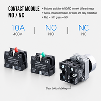 Interrupteur à bouton-poussoir plat en métal de 22 mm, série XB2, bouton-poussoir momentané, à réinitialisation automatique/autobloquant, contact auxiliaire NO NC