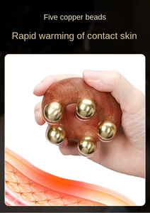 Gua Sha Universal-Sehnen-Meridian bürste aus Holz mit fünf Perlen für das Körper gesichts <span class=keywords><strong>massage</strong></span> gerät zur Reduzierung des Abdomens Rubs Brass Waist Accessory - Product Image 2