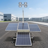Tour d'éclairage solaire mobile 200w*4 LED pour chantier de construction, éclairage d'urgence extérieur et travail de nuit