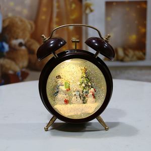 New Arrivals Christmas Decorations Snowman <b>Clock</b> Glitter Water <b>Led</b> Lantern Battery Warm White Home Table Decoration Lights - Product Image 1