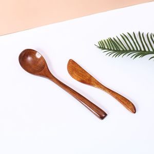 Thiết kế hiện đại tái sử dụng thìa gỗ đặt ngã ba gỗ cao gương đánh bóng dài xử lý tùy chỉnh bao bì đa mục đích Bộ đồ ăn - Product Image 3