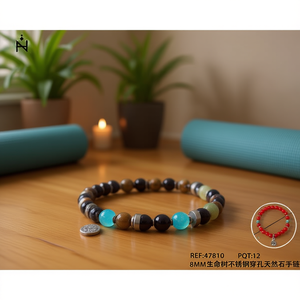 Bracelet en acier inoxydable avec pierre naturelle Arbre de Vie 8 mm Pulsera - Product Image 3