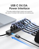 HUB USB C 8 en 1 OEM ODM, HUB de données ultra rapide en alliage d'aluminium USB 3.0 5Gbps avec port de charge 5V pour ordinateur portable