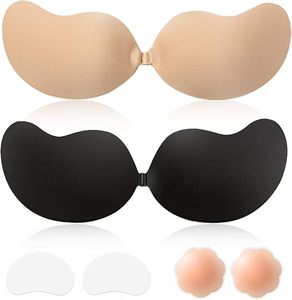 2 paires de soutiens-gorge adhésifs sans bretelles pour femmes, couvre-tétons en silicone réutilisables invisibles pour robes - Product Image 1