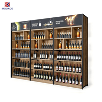 Présentoir mural modulaire personnalisé pour vins et spiritueux, en bois et métal, pour magasin de vins
