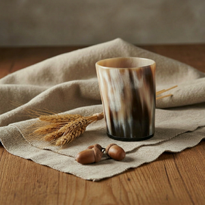 Verre à shot de style viking en corne de bœuf de haute qualité, fabriqué à la main, en véritable corne de bœuf, luxueux et au coloris naturel unique. - Product Image 1
