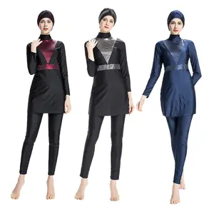 Hot Sell Factory New Conservative Muslim Middle East Swimsuit In Europe And America Wise Sunscreen Muslim Three Piece Swimsuit
