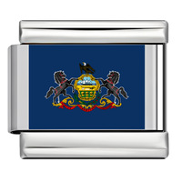 Bracelet à breloques italien avec drapeau et emblème des États de l'Est des États-Unis, maillons modulaires DIY, accessoire de bijouterie souvenir, vente en gros