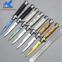 Couteau à lame simple de style italien Fanstoon, lame 440, manche en résine, couteau de chasse et de camping multifonctionnel, couteau pliant AKC