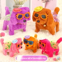 Robot chien intelligent électronique éducatif en peluche avec lunettes et tenue pour enfants et jeunes, idéal pour l'apprentissage et les fêtes unisexes