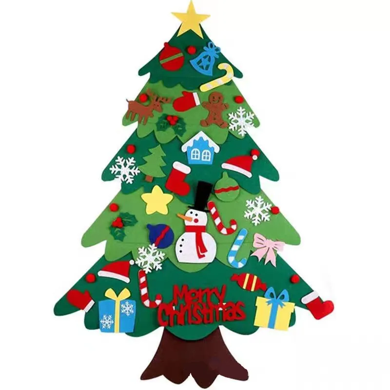 LLX111 Customize Felt Christmas Tree Pendant Decorations DIY Indoor Wall Hanging Ornament Felt Christmas Tree