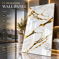 Panneau mural décoratif moderne ignifuge, plaque de marbre UV personnalisée, panneau PVC haute brillance imperméable pour la maison et le commerce