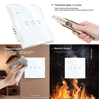 Interrupteur tactile intelligent WiFi LangYeao Tuya 1/2/3/4 voies, norme EU/UK, verre trempé, 4 couleurs, compatible avec Alexa et Google Home