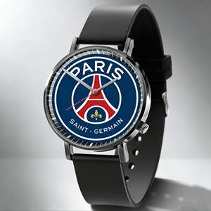 2026年ニューヨーロピアンカップユニバーサルウォッチ、ヨーロッパサッカークラブアイコン、ブラックシリコンストラップ、クォーツ腕時計、合金ケース、38mmポインター - Product Image 1