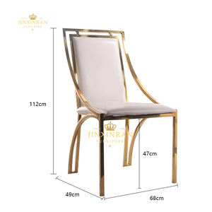 Moderner Luxus-Esszimmers tuhl aus weißem Leder Esszimmers tuhl aus Edelstahl aus Metall - Product Image 2