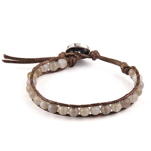 Pulsera Envolvente de <span class=keywords><strong>Cuero</strong></span> para <span class=keywords><strong>Mujer</strong></span> con Amazonita Personalizada y Turquesa Africana, Hecha a Mano con Ágata de la India y Piedras Preciosas Naturales de 6mm en 1 Fila - Product Image 6
