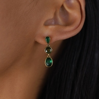 Boucles d'oreilles Bowei en zircon, longues, design goutte d'eau émeraude, bijoux de mode haut de gamme